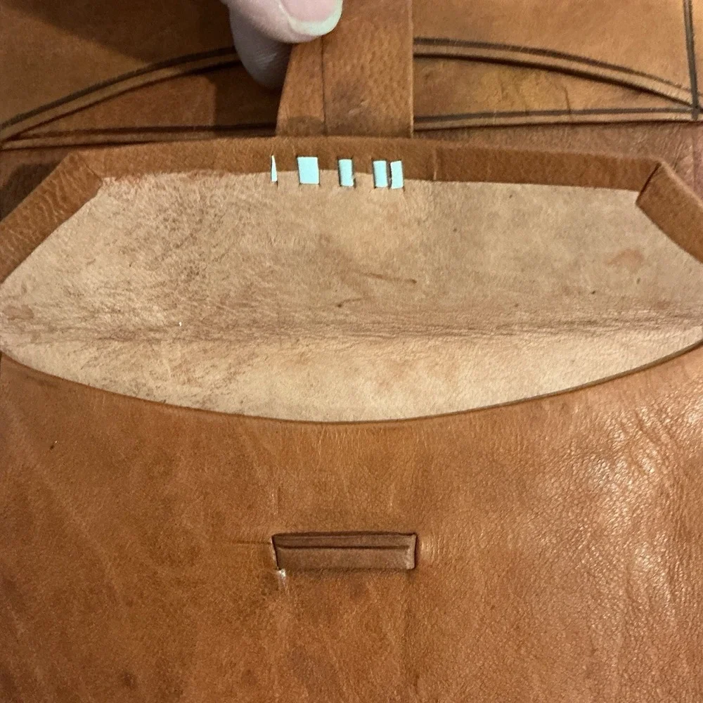 Wallet Moroccan Leather Genuine carved‎ Bi-fold Handmade Unisex Beige Medium